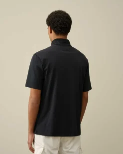 C.P. Company Tacting Piquet Zipped Polo Shirt Black Best Sale