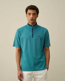 C.P. Company Tacting Piquet Zipped Polo Shirt Ink Blue Best