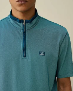C.P. Company Tacting Piquet Zipped Polo Shirt Ink Blue Best