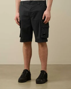 C.P. Company Twill Stretch Cargo Shorts Total Eclipse-Blue Best Sale