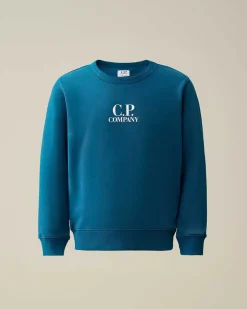 C.P. Company U16 Basic Fleece Logo Sweatshirt Ink Blue Cheap