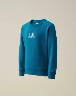 C.P. Company U16 Basic Fleece Logo Sweatshirt Ink Blue Cheap