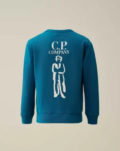 C.P. Company U16 Basic Fleece Logo Sweatshirt Ink Blue Cheap