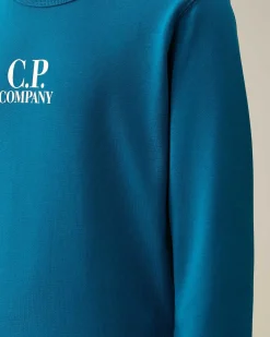 C.P. Company U16 Basic Fleece Logo Sweatshirt Ink Blue Cheap