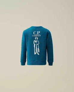 C.P. Company U16 Basic Fleece Logo Sweatshirt Ink Blue Outlet