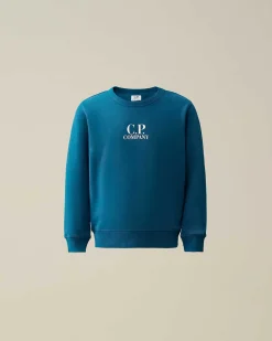 C.P. Company U16 Basic Fleece Logo Sweatshirt Ink Blue Hot