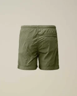 C.P. Company U16 Chrome-R Logo Print Swim Shorts Agave Green Hot