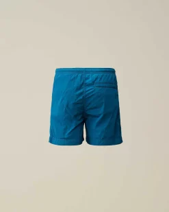 C.P. Company U16 Chrome-R Logo Print Swim Shorts Ink Blue Online
