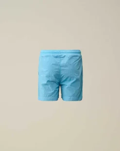 C.P. Company U16 Chrome-R Logo Swim Shorts Niagara-Blue Flash Sale