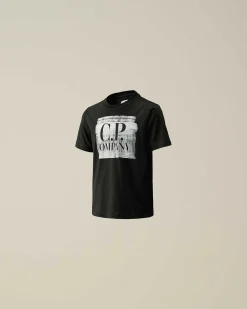 C.P. Company U16 Cotton Jersey 30/1 Graphic Logo T-Shirt Black Hot