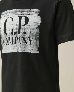 C.P. Company U16 Cotton Jersey 30/1 Graphic Logo T-Shirt Black New