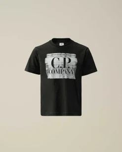 C.P. Company U16 Cotton Jersey 30/1 Graphic Logo T-Shirt Black New