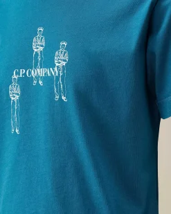 C.P. Company U16 Cotton Jersey 30/1 Graphic T-Shirt Ink Blue Discount