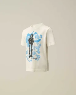 C.P. Company U16 Cotton Jersey 30/1 Graphic T-Shirt Gauze White Outlet