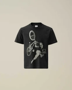 C.P. Company U16 Cotton Jersey 30/1 Graphic T-Shirt Black New