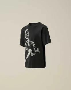 C.P. Company U16 Cotton Jersey 30/1 Graphic T-Shirt Black New
