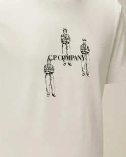 C.P. Company U16 Cotton Jersey 30/1 Graphic T-Shirt Gauze White Best Sale