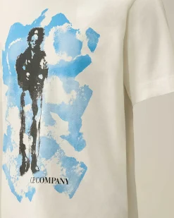 C.P. Company U16 Cotton Jersey 30/1 Graphic T-Shirt Gauze White Flash Sale