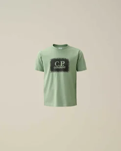 C.P. Company U16 Cotton Jersey 30/1 Label Style Logo T-Shirt Green Bay Online