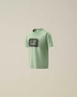 C.P. Company U16 Cotton Jersey 30/1 Label Style Logo T-Shirt Green Bay Online