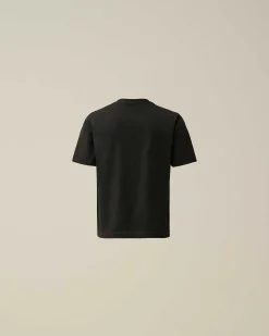 C.P. Company U16 Cotton Jersey 30/1 Label Style Logo T-Shirt Black Best