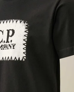 C.P. Company U16 Cotton Jersey 30/1 Label Style Logo T-Shirt Black Best