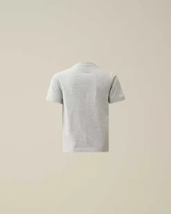C.P. Company U16 Cotton Jersey 30/1 Label Style Logo T-Shirt Grey Melange Cheap