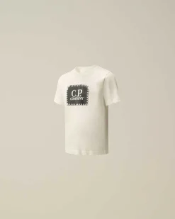 C.P. Company U16 Cotton Jersey 30/1 Label Style Logo T-Shirt Gauze White Shop