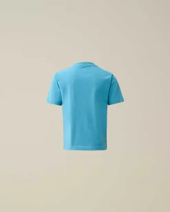 C.P. Company U16 Cotton Jersey 30/1 Label Style Logo T-Shirt Niagara-Blue Flash Sale