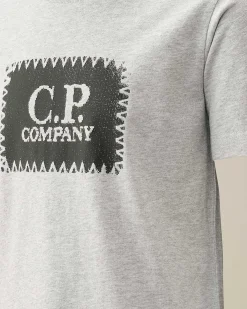 C.P. Company U16 Cotton Jersey 30/1 Label Style Logo T-Shirt Grey Melange Sale