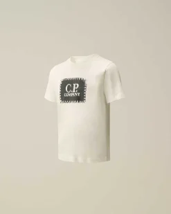 C.P. Company U16 Cotton Jersey 30/1 Label Style Logo T-Shirt Gauze White Discount