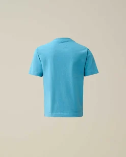 C.P. Company U16 Cotton Jersey 30/1 Label Style Logo T-Shirt Niagara-Blue Online