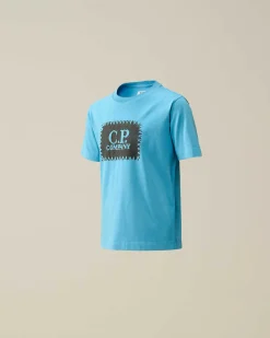 C.P. Company U16 Cotton Jersey 30/1 Label Style Logo T-Shirt Niagara-Blue Online