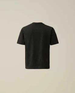 C.P. Company U16 Cotton Jersey 30/1 Label Style Logo T-Shirt Black New