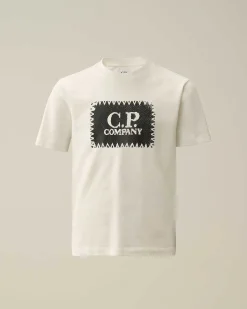 C.P. Company U16 Cotton Jersey 30/1 Label Style Logo T-Shirt Gauze White Best