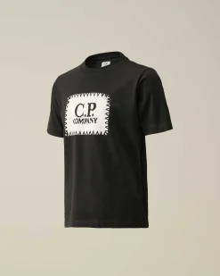 C.P. Company U16 Cotton Jersey 30/1 Label Style Logo T-Shirt Black Best