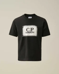 C.P. Company U16 Cotton Jersey 30/1 Label Style Logo T-Shirt Black Best