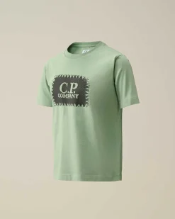 C.P. Company U16 Cotton Jersey 30/1 Label Style Logo T-Shirt Green Bay Cheap