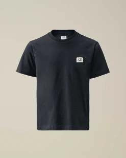 C.P. Company U16 Cotton Jersey 30/1 Logo T-Shirt Total Eclipse-Blue Outlet