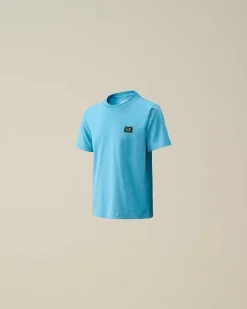 C.P. Company U16 Cotton Jersey 30/1 Logo T-Shirt Niagara-Blue Cheap