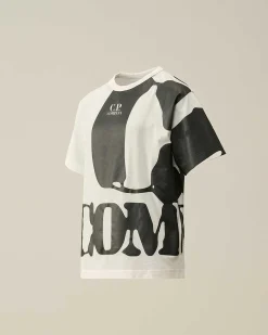 C.P. Company U16 Cotton Jersey 30/1 Oversized Graphic T-Shirt Gauze White Sale