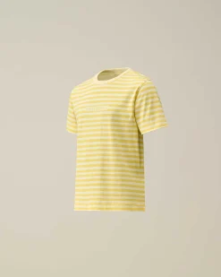 C.P. Company U16 Cotton Jersey 30/1 Striped T-Shirt Sulphur-Yellow Clearance