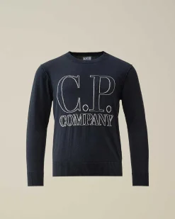 C.P. Company U16 Cotton Logo Knit Total Eclipse-Blue Store
