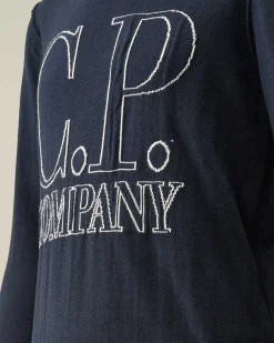 C.P. Company U16 Cotton Logo Knit Total Eclipse-Blue Store