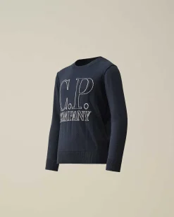 C.P. Company U16 Cotton Logo Knit Total Eclipse-Blue Best