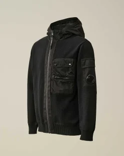 C.P. Company U16 Cotton Mixed Hooded Knit Black Best Sale