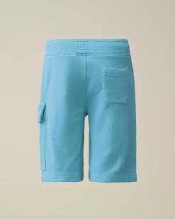 C.P. Company U16 Diagonal Fleece Cargo Shorts Niagara-Blue Best Sale