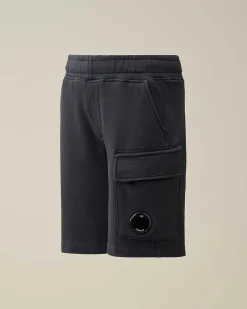 C.P. Company U16 Diagonal Fleece Cargo Shorts Total Eclipse-Blue Discount