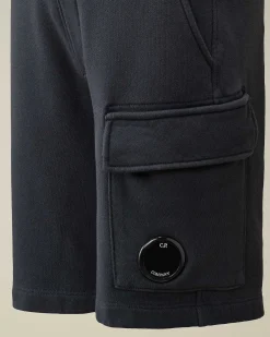 C.P. Company U16 Diagonal Fleece Cargo Shorts Total Eclipse-Blue Discount