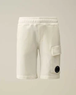 C.P. Company U16 Diagonal Fleece Cargo Shorts Gauze White Store